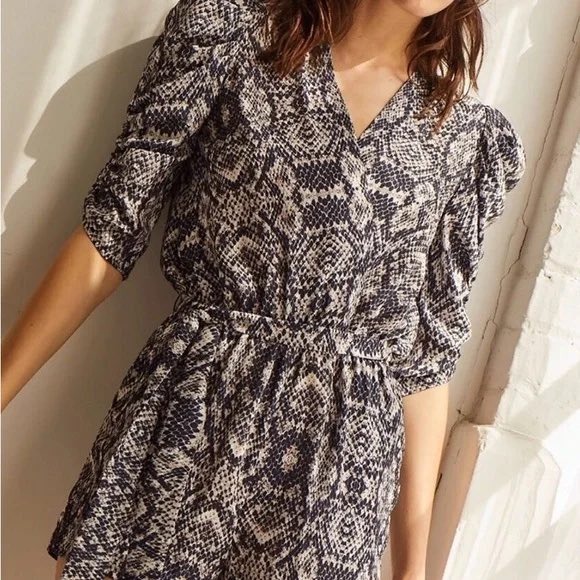 Amanda Uprichard Anthropologie Snakeskin Print Romper Women's Medium Jumpsuit - Picture 1 of 8